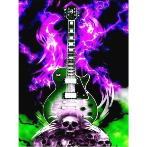 Music diamond painting guitar skull rhinestone embroidery violin mosaic stickers decor diamond dot tapestry posters wall papers