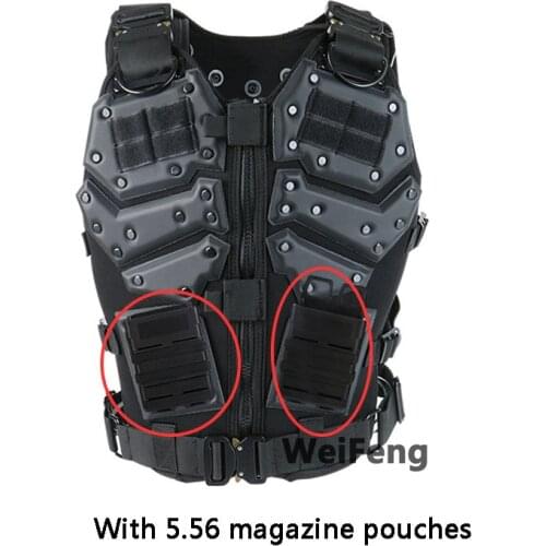 New Tactical Body Armor Vest Military Airsoft Paintball Training CS Protection Multi-functional Molle Vests with 5.56 Mag Pouch