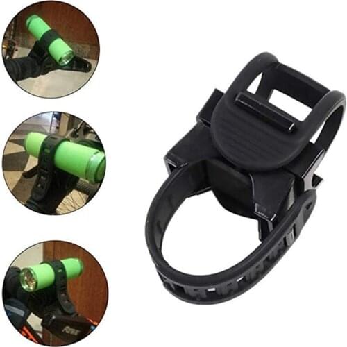 New Black Rubber Bike Front Lamp Light Clamp Headlight Holder Rotatable Swivel Bicycle LED Flashlight Torch Mount Holder Clip