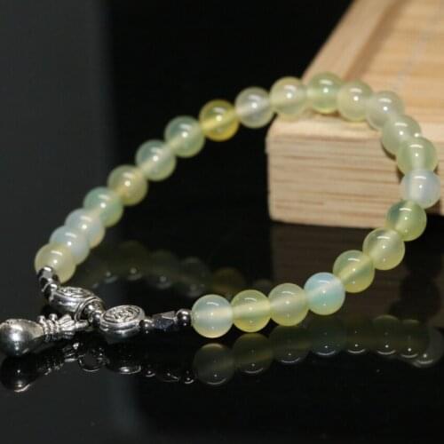 Original design6mm natural green grape agat round stone beads diy bracelet for women jewelry making 7.5inch B1990
