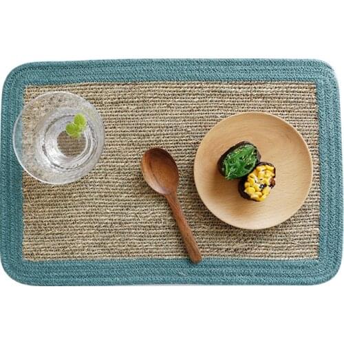 3 Colors Environmental Coasters Natural Jute Straw Placemat Japanese Popular Mat High Temperature Anti-Slip Small Tablecloths