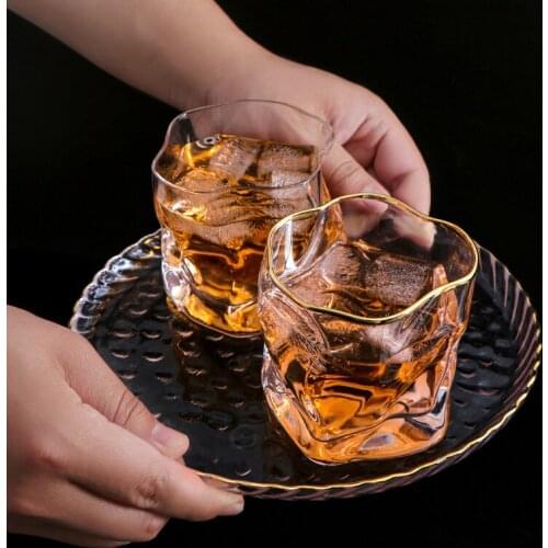 Crystal Clear Glass Whisky Tea Cups Creative Japanese Shaped Twist Pattern Drinking Glasses Household Colored Strong Wine Cup