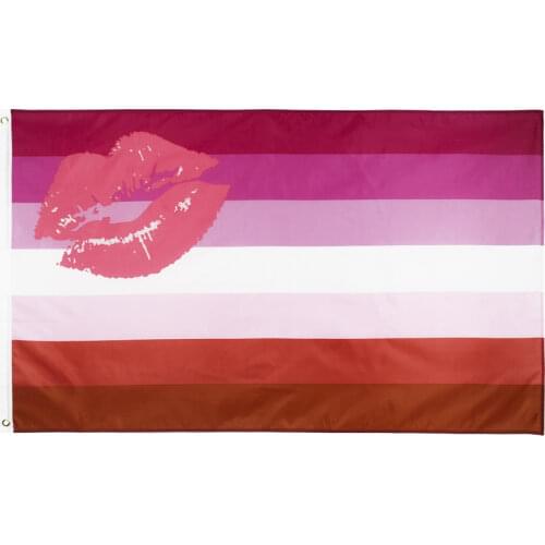 90x150cm LGBT Rainbow homosexual Lipstick Kiss lip Lesbian Pride Flag