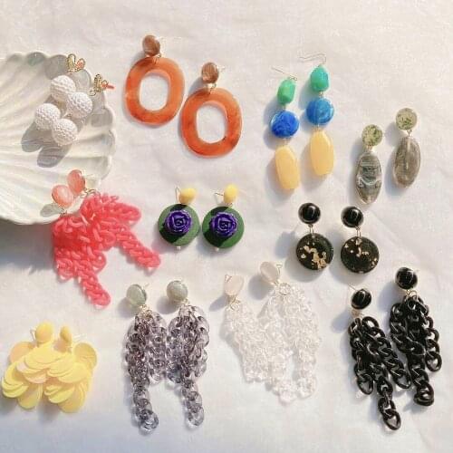 States jewelry geometric south Korean web celebrity in same long acrylic resin color temperament simple stud earrings