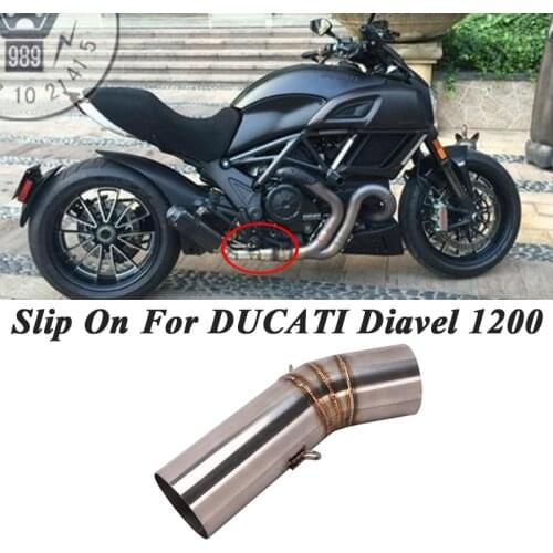 Slip On For DUCATI DIAVEL 1200 Motorcycle 60mm 51mm Exhaust Escape Modified Connection Middle Link Pipe Tube Without Muffler