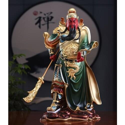 47CM large Asia high grade gilding copper GOOD LUCK God of wealth GUAN GONG Buddha statue HOME Shop Club BAR Company Decoration