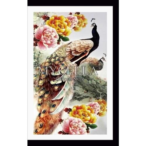 Home Decoration 5D Diy Diamond Painting Cross Stitch Peacock Peony Diamond Embroidery Crystal Full Round Diamond Mosaic Pictures