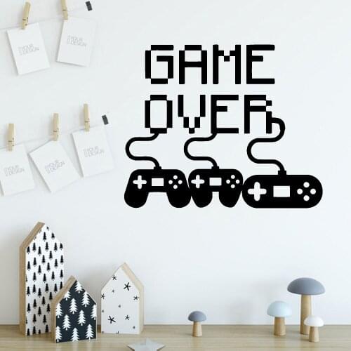 Game Over Vinyl Wall Sticker Decor Children Bedroom Controller Games Decals Boys Playing Room Art Wall Poster Adornment Y556