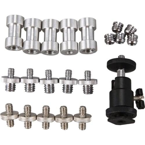 Camera Screw, 21 Pcs 1/4 Inch 3/8 Inch Converter Threaded Screws 1/4inch Hot Shoe Adapter Mount Camera Ball Head Set Camera/Trip