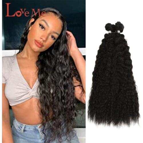 LOVE ME Brazilian Hair Water Wave Bundles Natural Hair Extensions 26 Inches 4Pcs/Lot Black Red Blond Ombre Synthetic Bundles