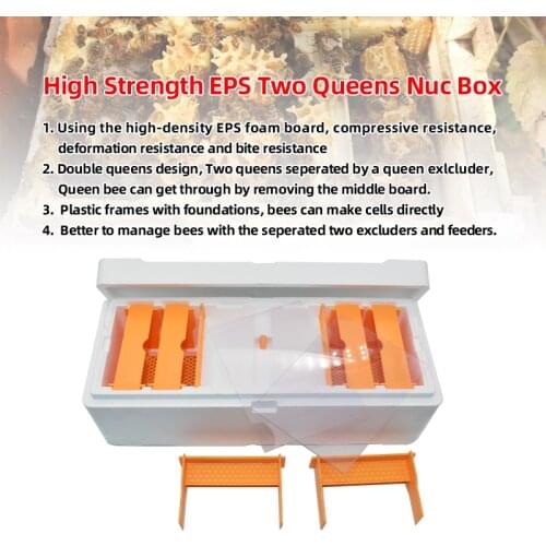 High Strength EPS Two Queens Nuc Box for Beekeeping Beehive Queen Rearing Nuc Bee Box Nuc Beehive