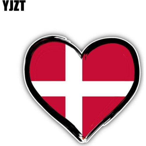 YJZT 10.9CM*10CM Accessories Denmark Heart Map Flag Decal Reflective Car Sticker 6-1339