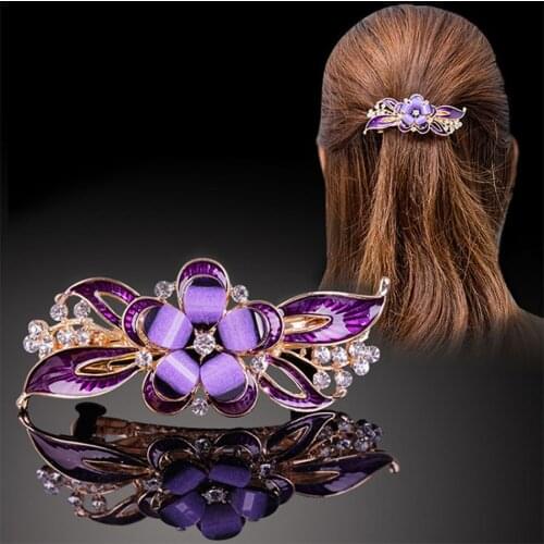 Haimeikang Retro Dripping Oil Barrettes For Women Rhinestone Butterfly Peacock Resin Hair Clips Bow Hairpins Hair Accessories