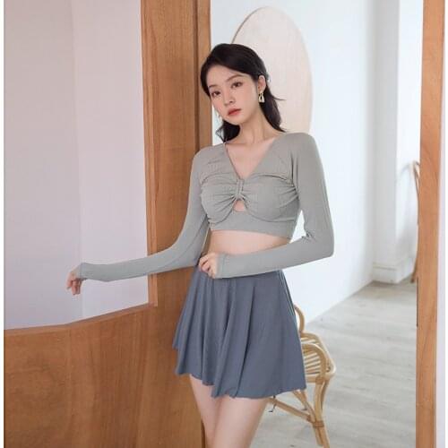 Female Swimwear Women Separate 2021 Ladies Swimsuit Retro Style For Teens Two Piece Korean Bathing Suit Push Up Skirt Split Sexy