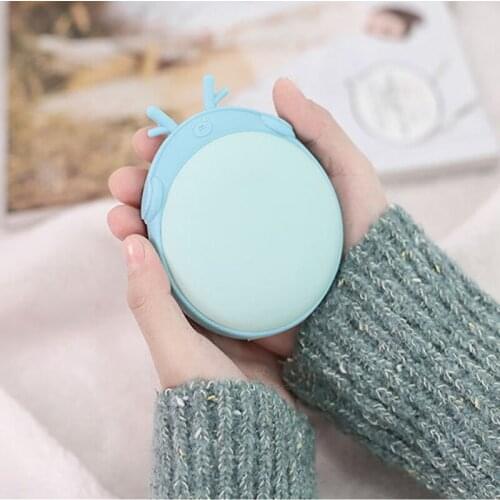 Winter Cute Cartoon Hand Warmer 5400mAh USB Rechargeable Power Bank Mini Portable Double Sided Quick Heating Hands Warmer