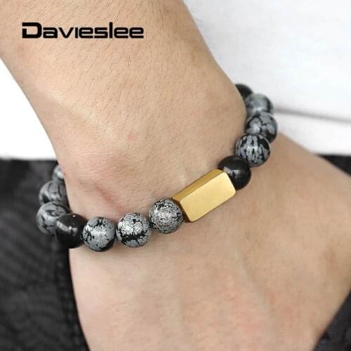 10mm Natural Stone Bead Bracelet Stretch Engraving Name ID Bracelet for Men Women Black Onyx 17-20cm LPZ0160910