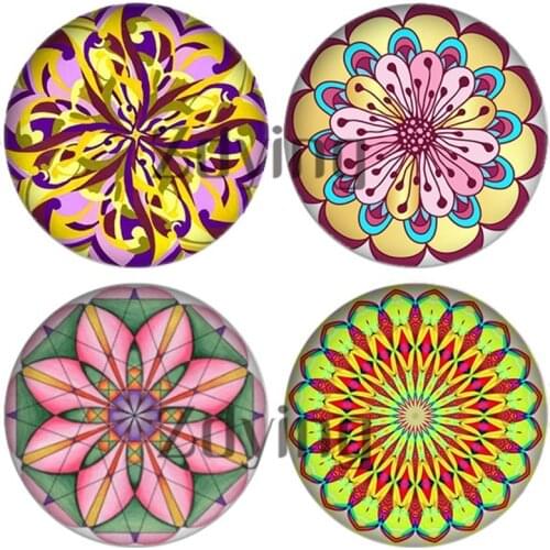 Zdying 10pcs Mandala Photo Round Glass Cabochon 12mm 16mm 18mm 20mm 25mm DIY Earrings Necklace Pendants Findings For Jewelry