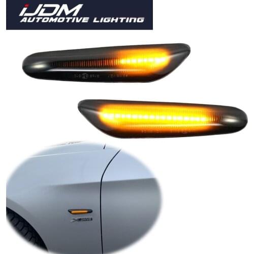 2PCS Smoke Lens Dynamic Flowing LED Turn Signal Side Marker Light Blinker Lamp for BMW E90 E91 E92 E93 E60 E87 E82 E46 12V T10
