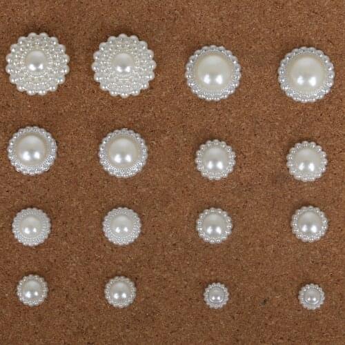 20-200pcs Sun Flower Flat Back Cabochon Imitation Plastic ABS Pearl Garment Beads For DIY Scrapbook Handmade Craft Supplies