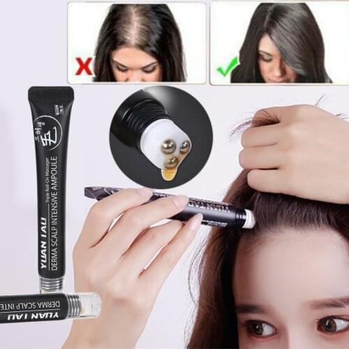 20ml Natural Hairline Portable Moisturizing Hair Growth Serum Home Roll-on Salon Scalp Intensive Anti Loss With Massager Dense