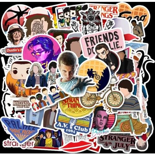 50PCS Stranger Things DIY Stickers Room Decoration Laptop Luggage Waterproof Wall Sticker Wall Decor