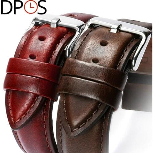 DPOS Watch Accessories Soft Calf Genuine Leather Strap Men Women 20mm 22mm Watch Strap Watch Belt