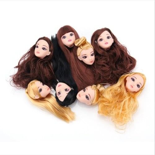 3D Head Brown Curly Hair DIY Accessories For 1/6 Barbies Doll Best Girls Gift Child toy wt001-1
