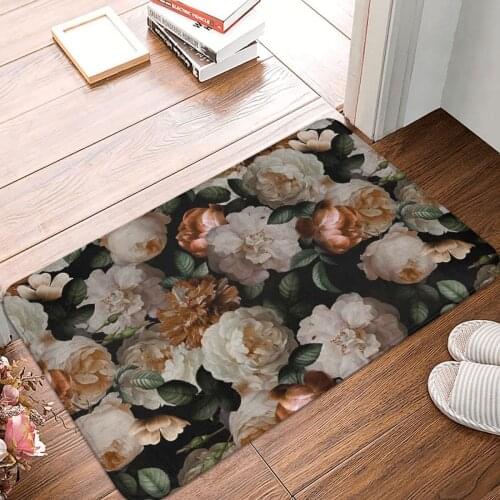 Antique Roses Flowers Doormat Carpet Mat Rug Polyester Non-Slip Floor Decor Bath Bathroom Kitchen Bedroom 40x60