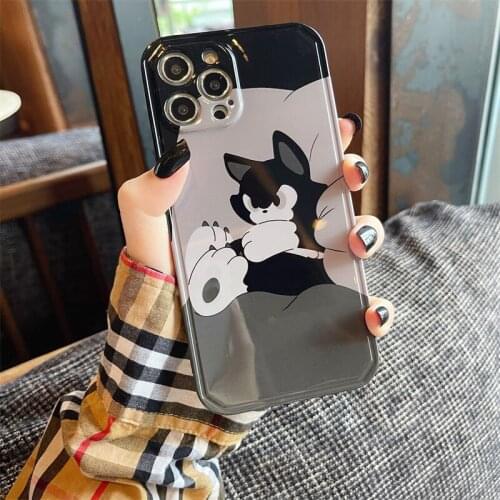 Kawaii Cartoon Anime Lazy Cat Phone Case for iPhone 11 12 Pro XS MAX 8 7 Plus X XR SE 2020 XR Cute Luxury Shockproof Back Cover