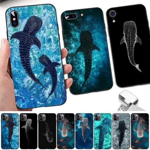 TOPLBPCS Ocean Whale Shark Swimming Phone Case for iPhone 8 7 6 6S Plus X 5S SE 2020 XR 11 12 pro XS MAX