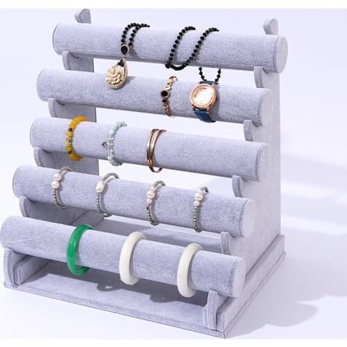 5Tier Bracelet Holder Three Tier Racks Velvet Bangle Stand Jewelry Organizer