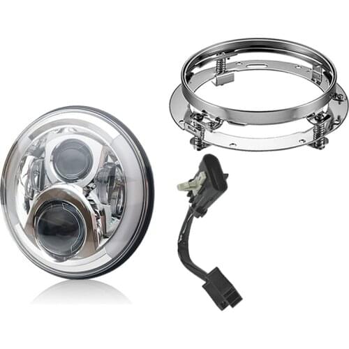 For Harley 7" Led Projector Motor Headlight + 4 1/2 Passing Lights For Harley Touring Electra Glide Black 7 inch led