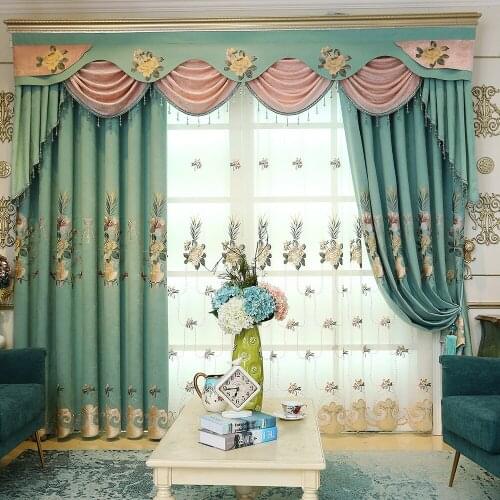 Luxur European Shading Curtains for Living Dining Room Bedroom Polyester / Cotton