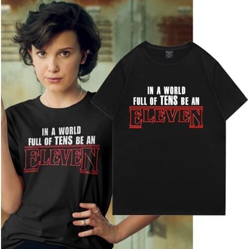 Movie Stranger Things Eleven Same Style T Shirt 100% Cotton Men Women Unisex Casual Tee Shirt Couple Clothing Streetwear