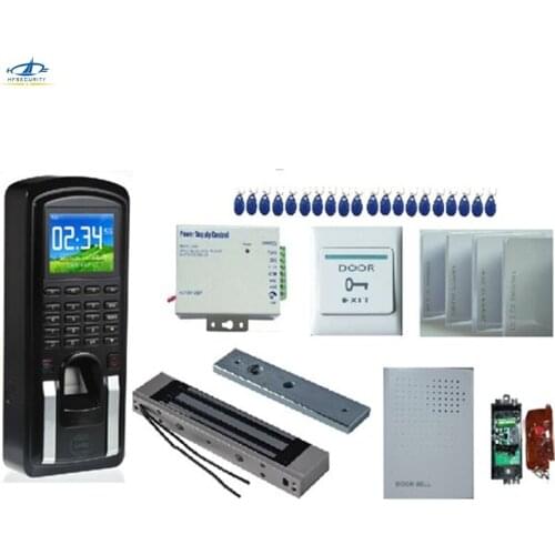 HFSECURITY Fingerprint Networking Biometric Access Control Kit Magnetic Lock Exit Button Power Supply Home Security System