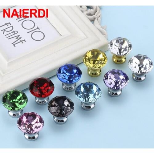 NAIERDI 30mm Crystal Knobs Cabinet Knobs and Handles Diamond Shape Kitchen Cupboard Handles Drawer Knobs Furniture Handle