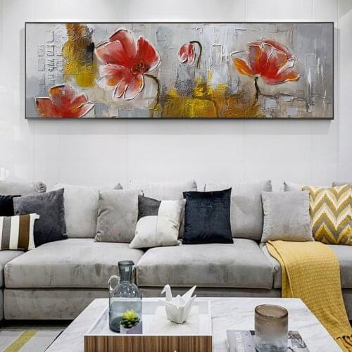 60x180cm-Abstract Flowers Oil Paintings Print On Canvas Wall Posters And Prints Modern Flowers Canvas Prints For Bed Room Decor