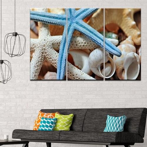 Canvas Painting Starfish and Conch 3 Pieces Wall Art Painting Modular Wallpapers Poster Print for living room Home Decor