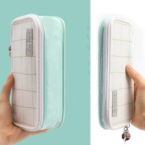 KOKUYO Solid Color High Capacity Zipper Pencil Case Pen Bag Lattice Impression Simple Scalable Pastel Cookie Series WSG-PCC12