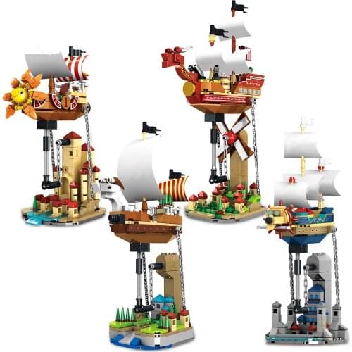 Air Sailboat Battleship Model Building Blocks High-tech Tensegrity Balances Suspended Pirates Boats Bricks Anime Toys for Child