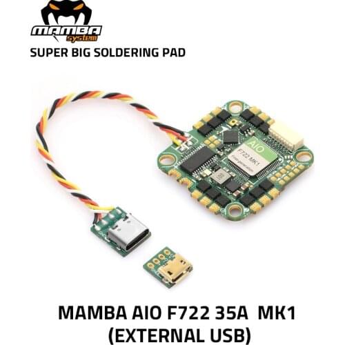 MAMBA AIO F722 MK1 35A 6S 8bit Flight Controller Stack 25.5mm/M2