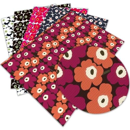 Pretty Flower Pattern Synthetic Leather Fabric for DIY Clothing Bag Shoes Accessories Decoration 30*136cm