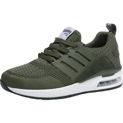 Professional Air Cushion Mesh Breathable Running Shoes Army Green Spring Autumn Walking Shoes Men Women Sneakers Size 36-45