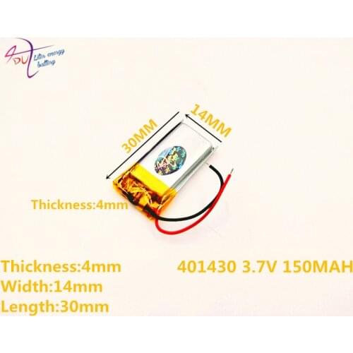 401430 3.7V 150mAh 401530 Lithium Polymer Li-Po li ion Rechargeable Battery cells For Mp3 MP4 MP5 GPS PSP mobile bluetooth