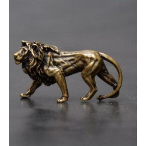Copper Statue Chinas archaize pure brass lion small statue #6