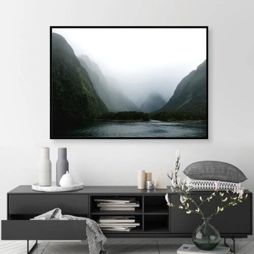 Milford Sound New Zealand Landscape Photography Poster Canvas Painting Mountain Prints Wall Art Picture Living Room Home Decor