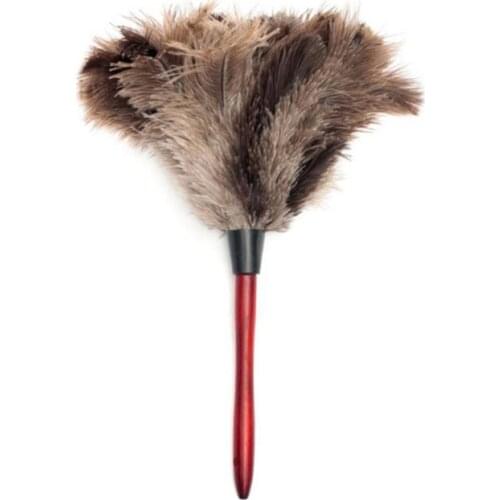 Natural Fluffy Ostrich Feather Duster with Wooden Handle Eco-Friendly Reusable Handheld Car Duster Interior/Exterior