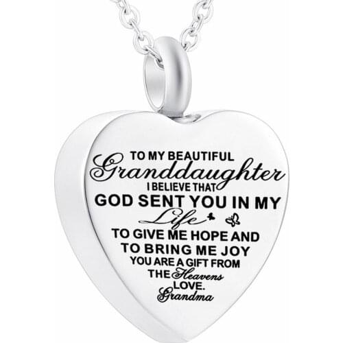 Heart Ashes Urn Cremation Keepsake Pendant Necklace Fashion jewelry for Women Grandma Granddaughter