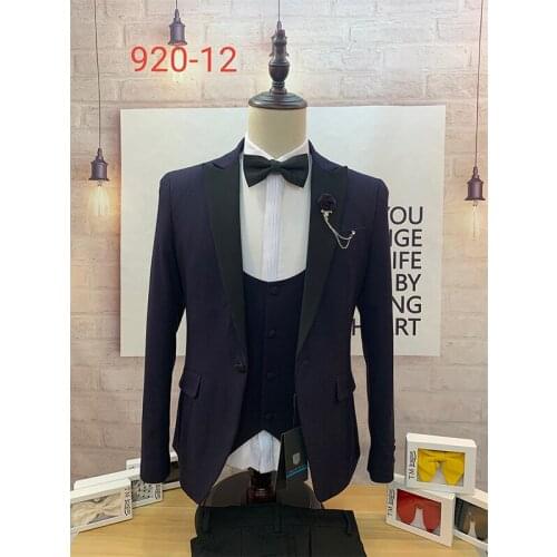 One Button Peaked Lapel Purple Suits Men Handsome Cool Fashion Tuxedos Custome Homme Terno Masculino Slim Fit(Jacket+Vest+pants