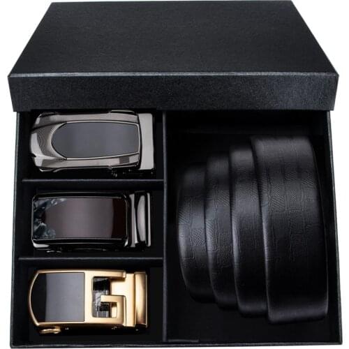 PT-0036 Fashion Automatic Buckle Genuine Leather luxury Belts Barry.Wang Male Alloy Buckle Belts For Men Groom Within Gift Box